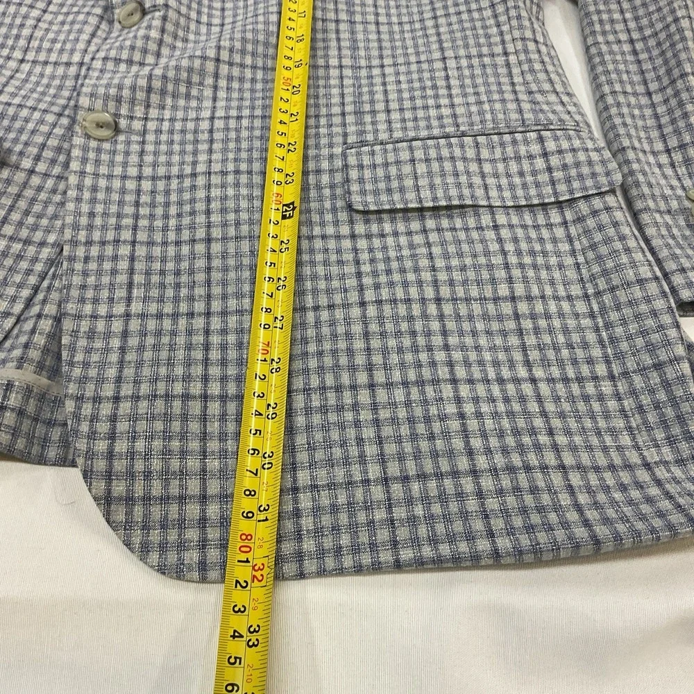 Joseph Abboud JOE Just One Earth Mens Blazer 46R-Extra Buttons Grey Plaid Blazer